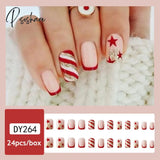 Christmas False Nail Manicure Acrylic Artificial Decor Press On Nails Snowflake Gingerbread Man