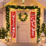 Christmas Hanging Flag Merry Outdoor Ornaments Decorations For Home Santa Claus Door Banner Xams