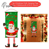 Christmas Hanging Flag Merry Outdoor Ornaments Decorations For Home Santa Claus Door Banner Xams