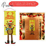 Christmas Hanging Flag Merry Outdoor Ornaments Decorations For Home Santa Claus Door Banner Xams