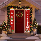 Christmas Hanging Flag Merry Outdoor Ornaments Decorations For Home Santa Claus Door Banner Xams