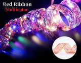 Christmas Ribbon Fairy Light Decoration Diy Bows String Tree Ornaments For Home 2023 Xmas Decor New