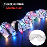 Christmas Ribbon Fairy Light Decoration Diy Bows String Tree Ornaments For Home 2023 Xmas Decor New