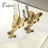 Cool Gold Color Butterfly Stud Earrings For Women Chic European Korean Statement Femme Jewelry Top