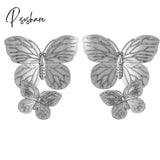 Cool Gold Color Butterfly Stud Earrings For Women Chic European Korean Statement Femme Jewelry Top