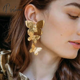 Cool Gold Color Butterfly Stud Earrings For Women Chic European Korean Statement Femme Jewelry Top