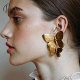 Cool Gold Color Butterfly Stud Earrings For Women Chic European Korean Statement Femme Jewelry Top