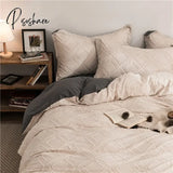 Cotton Pattern Bed Comforter Sets Boys Cheap Linen Aesthetic Duvet Cover Luxury Hotell Ribbed Plaid Geometric Camas Bedding New