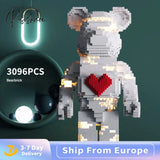 Creative Ideas Love Violent Bear 73Cm Large Bearbrick Model With Light Building Blocks Brick Toys