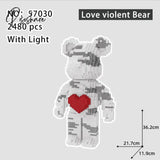 Creative Ideas Love Violent Bear 73Cm Large Bearbrick Model With Light Building Blocks Brick Toys