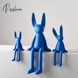Creative Rabbit Statue Nordic Home Living Room Decoration Kawaii Decor Desk Accessories Miniatures