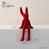 Creative Rabbit Statue Nordic Home Living Room Decoration Kawaii Decor Desk Accessories Miniatures