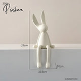 Creative Rabbit Statue Nordic Home Living Room Decoration Kawaii Decor Desk Accessories Miniatures