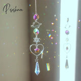 Crystal Wind Chime Moon Sun Catcher Diamond Prisms Pendant Dream Rainbow Chaser Hanging Drop Home