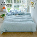 Cute Korean Adults Bedding Sets Aesthetic King Queen Twin Size Ins Solid Color Double Bed Sheets