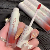 Cute Mirror Lipstick Makeup Matte Texture Waterproof Long Lasting Sweat Resistant Rich Color Silky