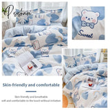 Cute Rabbit Pattern 100% Cotton Bedding Set Small Fresh Style Skin Friendly Duvetcover&2Pcs