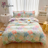 Cute Rabbit Pattern 100% Cotton Bedding Set Small Fresh Style Skin Friendly Duvetcover&2Pcs