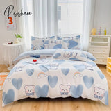 Cute Rabbit Pattern 100% Cotton Bedding Set Small Fresh Style Skin Friendly Duvetcover&2Pcs