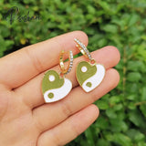 Cute Round Similing Face Huggies Hoop Earrings For Women Fashion Girls Multicolor Enamel Hanging