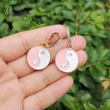 Cute Round Similing Face Huggies Hoop Earrings For Women Fashion Girls Multicolor Enamel Hanging