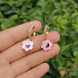 Cute Round Similing Face Huggies Hoop Earrings For Women Fashion Girls Multicolor Enamel Hanging