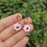 Cute Round Similing Face Huggies Hoop Earrings For Women Fashion Girls Multicolor Enamel Hanging