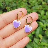 Cute Round Similing Face Huggies Hoop Earrings For Women Fashion Girls Multicolor Enamel Hanging