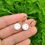 Cute Round Similing Face Huggies Hoop Earrings For Women Fashion Girls Multicolor Enamel Hanging