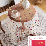 1pc French Style Lace Tablecloth - Exquisite Embroidered Floral Polyester, Heat-Resistant, Machine Made for Dining, Kitchen, Living Room, and Outdoor Picnic (100% Polyester)