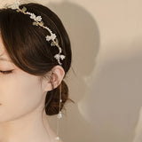 White Pearl Drop Elegant Orchid Hair Hoop for Women - Chinese Style Hair Accessories - Elegant & Feminine Hairband