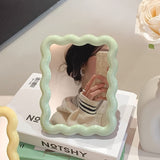Portable Cartoon Themed Makeup Mirror - Polished Finish Non-Slip Dresser Mount Glass Mirror for Travel & Vanity Use - Plastic Frame, Unscented, No Electricity Required