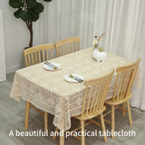 Pastoral Style Four Leaf Flower Polyester Tablecloth - 1pc Vintage Crochet Tassel Square Table Cover - Machine Made Woven Decor for Wedding, Family Gathering, Christmas, Long Table & Dressing Table Decoration