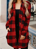 Women's Elegant Long Sleeve Plaid Lapel Shirt - Gingham Button Detailed Polyester Blend Fall/Winter Blouse for Chic Style