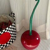 [14.9" Long Cherry-Shaped Brush Set] 1pc Cherry-Shaped Toilet Brush Set with Green Handle - Durable ABS Plastic, Red Bathroom Cleaning Brush with Holder, 14.9" Long, Lightweight Design