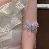 [Chic Resin Lace Butterfly Armlet] Elegant Lace Butterfly Tassel Armlet - Chic Resin Leg Chain for Casual Attire
