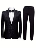 Men's Elegant Contrast Color Suit Jacket & Suit Pants Set For Party/wedding/formal Prom