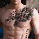 Dark Big V Flower Body Temporary Tattoo Stickers Men And Women Art Sexy Rock Cool Fake Chest