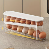 Automatic Double-Layer Fresh Egg Keeper, 12-14 Eggs Sliding Egg Storage Container - Hinged Design, Plastic Material, Non-Contact with Food - Refrigerator Space Saver Egg Rack for Kitchen
