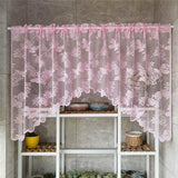 Butterfly Flower Plant Pattern 1pc Valance Sheer Curtain - Short Tulle Lacework Tassel Half Curtain for Bedroom Living Room Home Decor