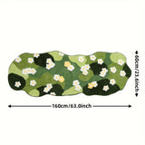Machine Washable Fluffy Plush Green Flocked Moss Bath Mat - Luxurious Indoor Rug for Living Room, Bedroom & Bathroom Decor, Irregular Winter Decor Decoration