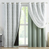 4pcs Double-Layer Gauze Cloth Integrated Curtains - Modern, Fashionable, and Romantic Insulation Shades for Living Room and Bedroom - Gray, Grommet Top, Simple, Aesthetic, and Energy-Efficient Home Decor