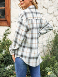 Plaid Button Front Pocket Shirt, Casual Long Sleeve Shirt For Spring & Fall, Women's Clothing