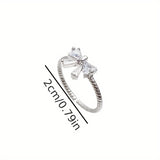 Elegant Adjustable Bowknot Ring for Women - Sparkling Rhinestone Detail, Alloy, Perfect Gift for Her, Ideal for Daily Wear or Special Occasions, Special Occasion Ring|Luxurious Feel|Open Band Ring
