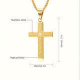 1pc Multi-color Men's Titanium Steel Carved Cross Pendant Necklace, Men's And Women's Stainless Steel Cross Pendant