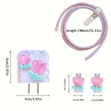 [TPU Tulip Case for iPhone Gift] 5pcs Set, 3D Tulip Flower Charger Case with Cable Holder, TPU Material, for iPhone, Ideal Gift for Girlfriend, No Battery Included