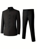 2-Piece Men's Pinstripe Suit - Classic Double-Breasted Blazer and Trousers Combo - Elegance for Business Meetings and Formal Weddings - Durable Craftsmanship