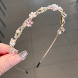 Elegant Pearl & Rhinestone Flower Headband - Romantic Zinc Alloy Hair Accessory for Women and Girls