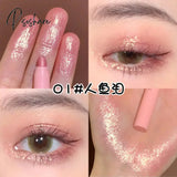 Diamond Glitter Eyeshadow Liner Pencil Eye Makeup Highlighter Waterproof Matte Pink Silkworm