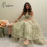 Dubai Lace Appliques Embroidery Flower Tulle Evening Dresses A-Line Pleat Ruched Saudi Arabic Women